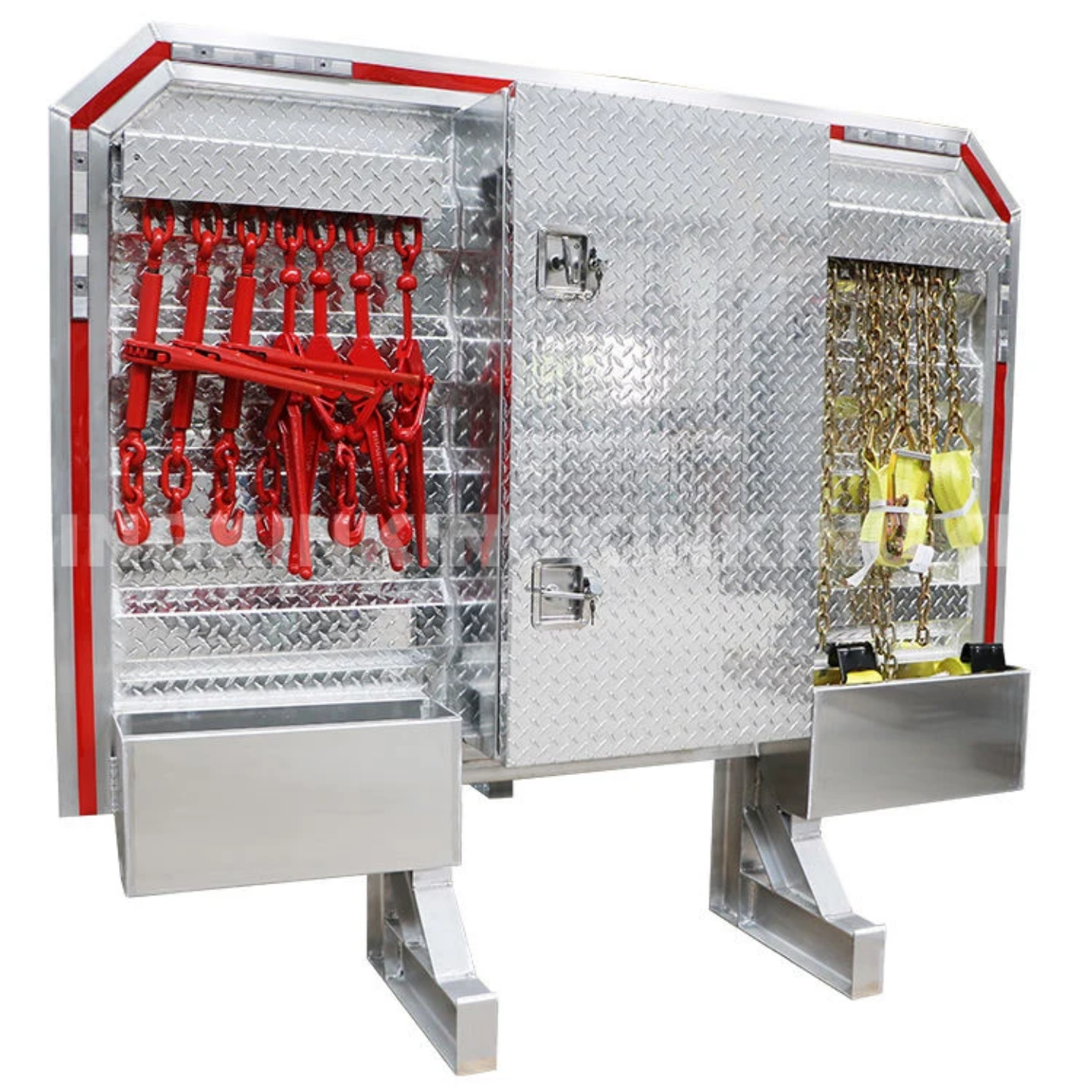 Headache Rack with center enclosed and 2 chain hangers with trays