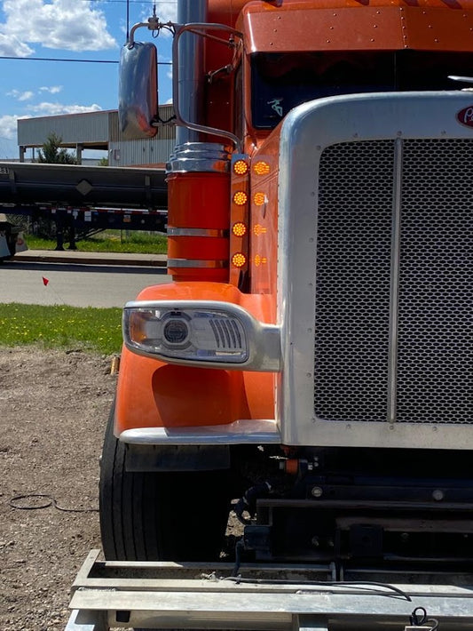 Peterbilt Air cleaner and Front watermelon light bar.