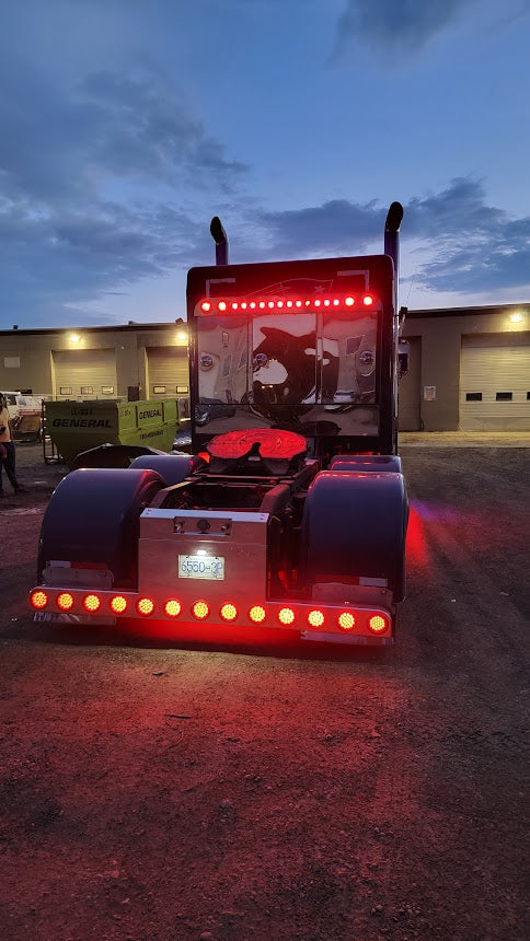 12ga Custom Air Cleaner Strapless kit with watermelon lights on front and 2" lights at back.