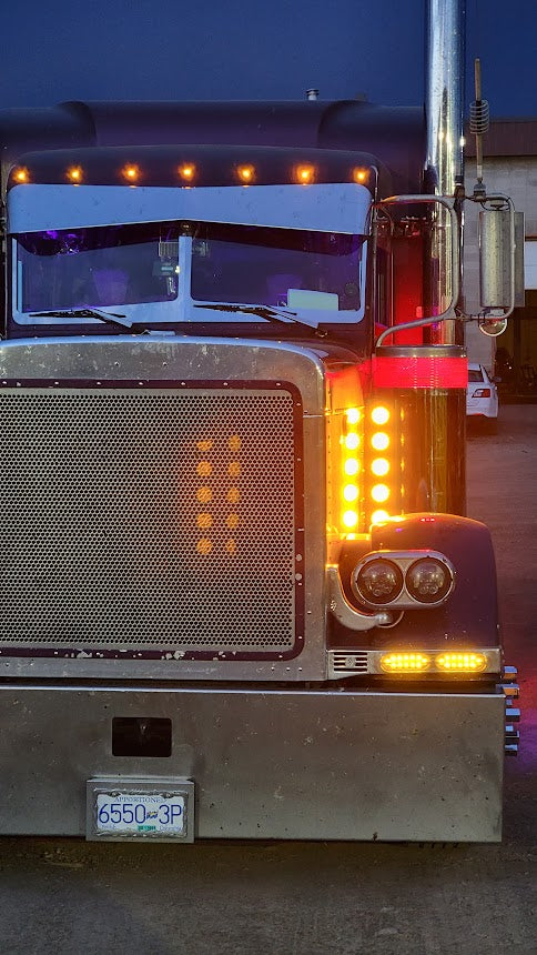 12ga Custom Air Cleaner Strapless kit with watermelon lights on front and 2" lights at back.